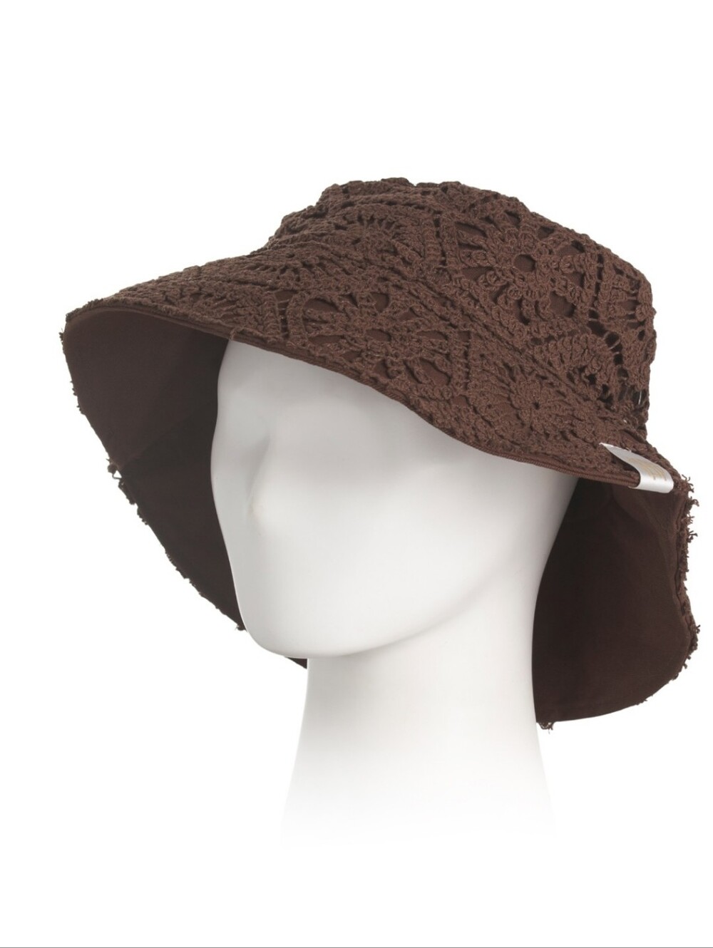 Brown Crochet Bucket Hat - Women's Summer Accessory - Picture 6 of 6